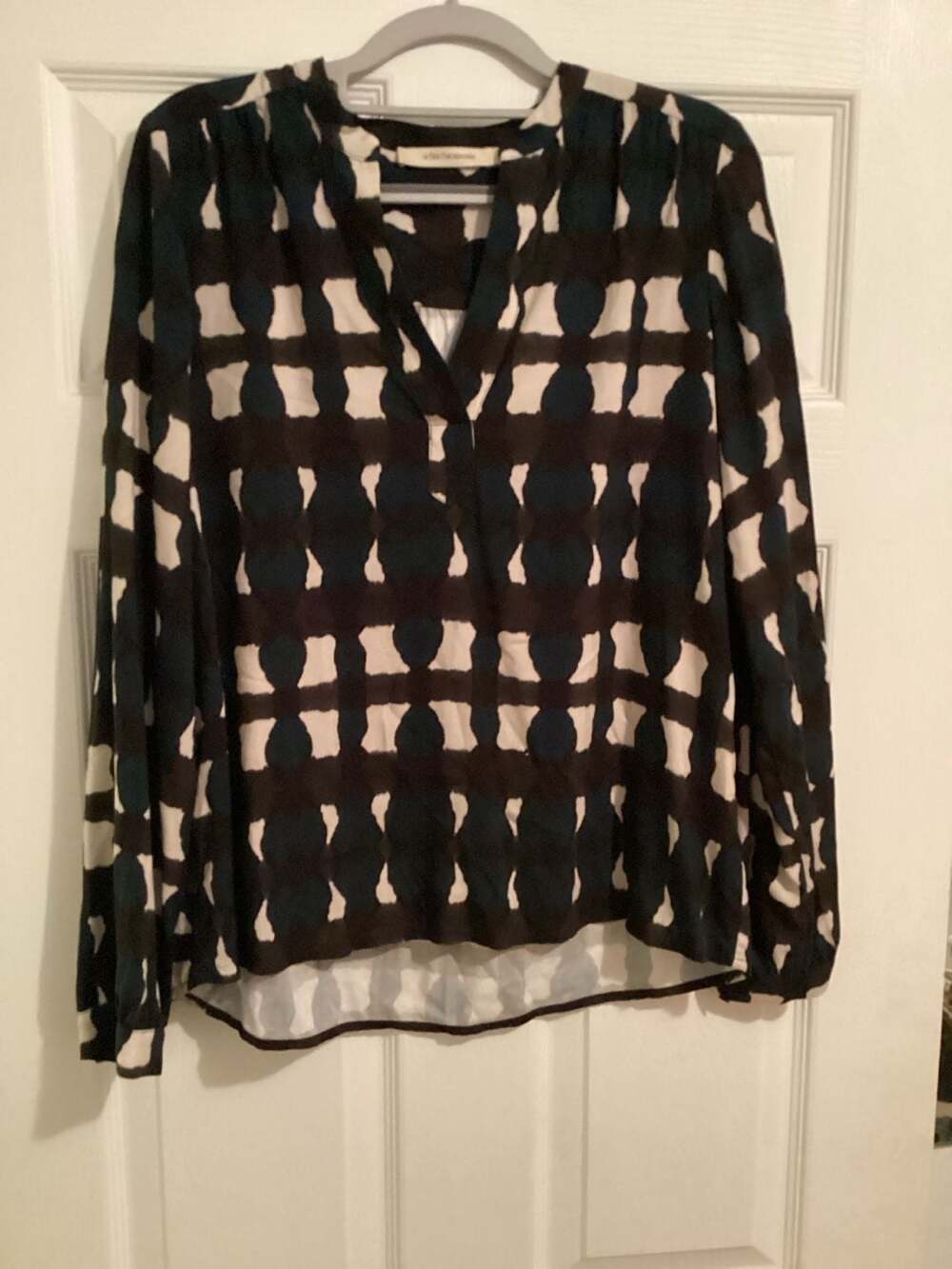La Fée Maraboutée Geometric Print Long Sleeve Blouse Size 38